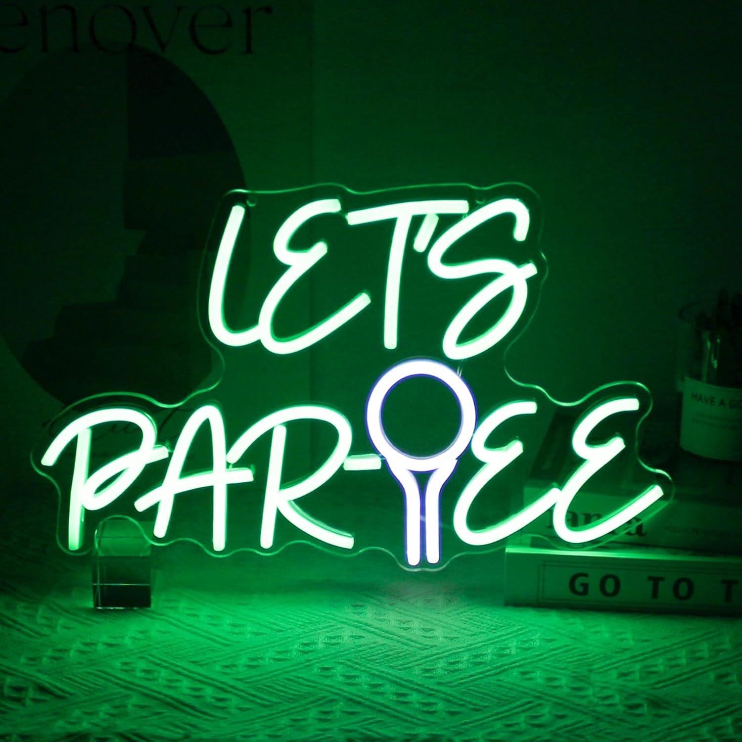 Neon Sign Party - Let's Par Tee Neon Tabela Golf