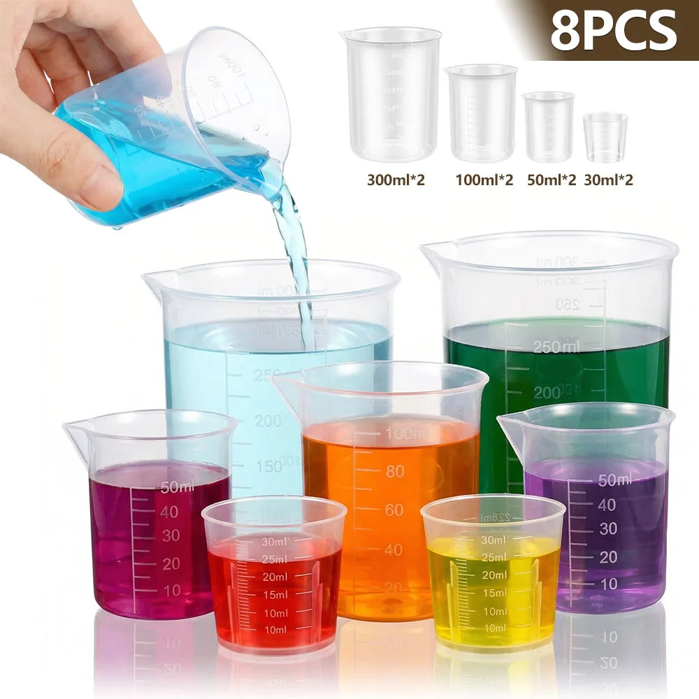 Plastic Cup 50Pcs - 8 adet plastik ölçüm kabı seti