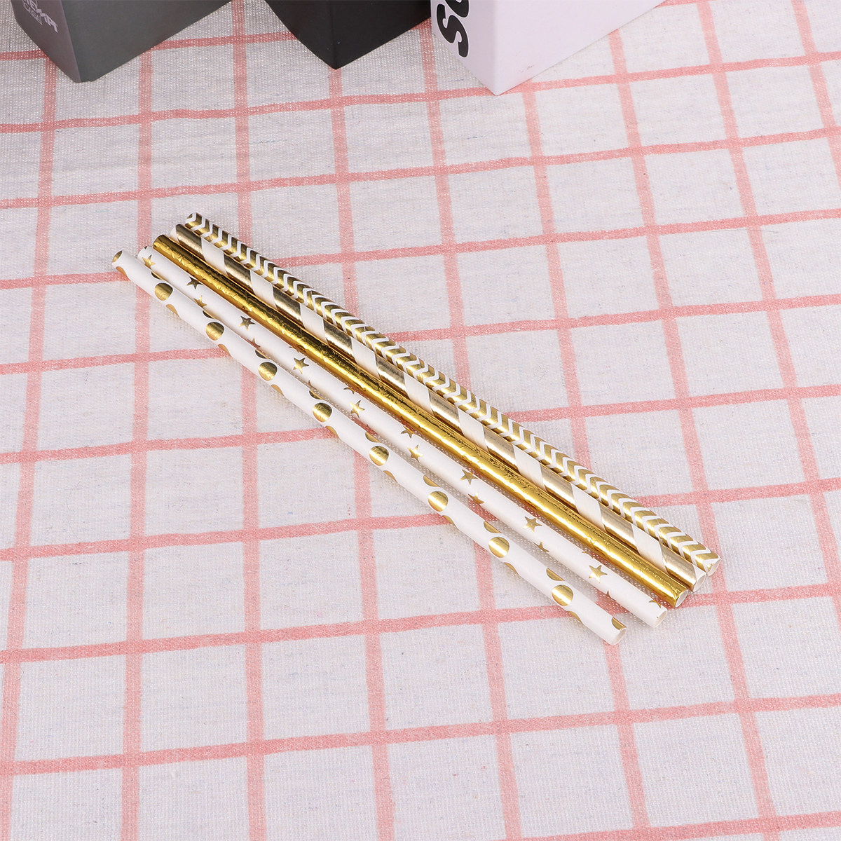 Paper Straw Color - 50 Adet Kalp Şeklinde Kağıt Pipetler