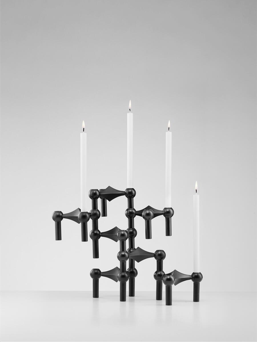 Centerpiece Stick - Metal Moleküler Yapı Mumluk Siyah Şamdan