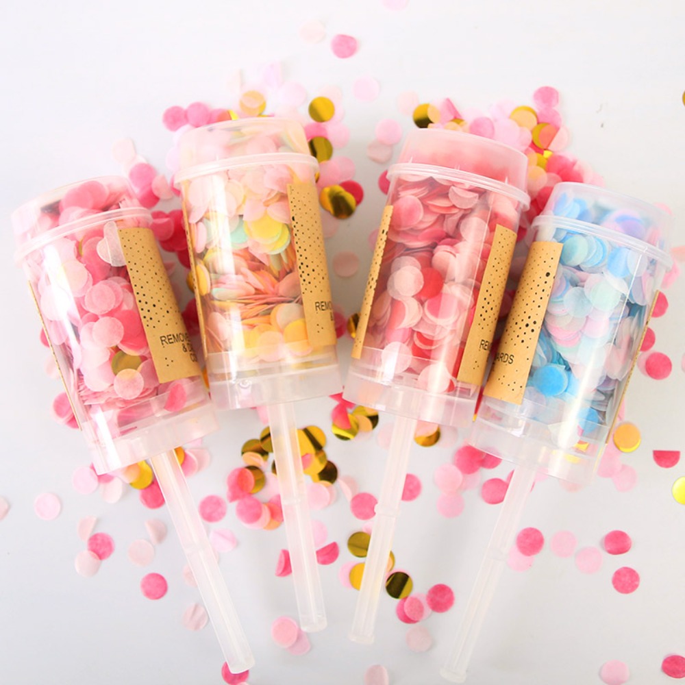 Confetti Cannon Tube - 1 adet yuvarlak konfeti Poppers Push