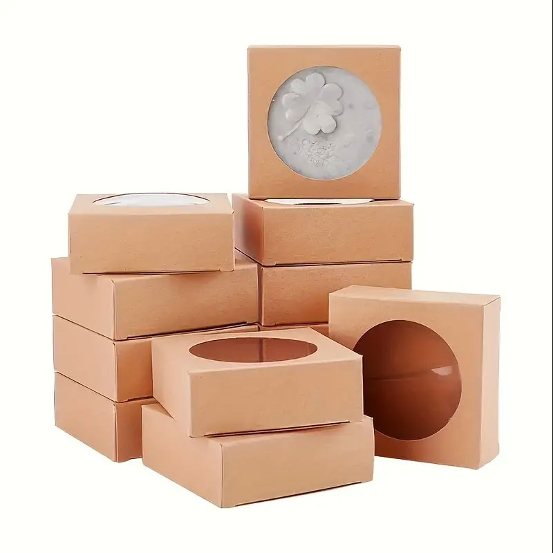 Event Party Box - 30/50 adet Kraft kağit kutu şeffaf