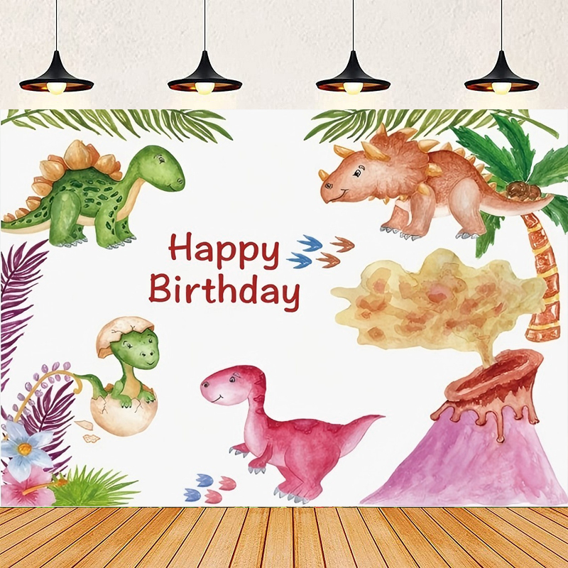 Dessert Table Backdrop - Fotoğraf arka fonu suluboya orman dinozor