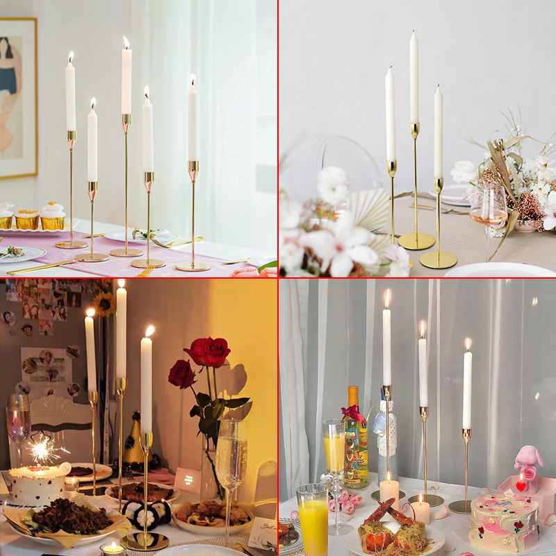 Centerpiece Stick - Avrupa Tarzı Elektrokaplama Altın Mumluk, Romantik