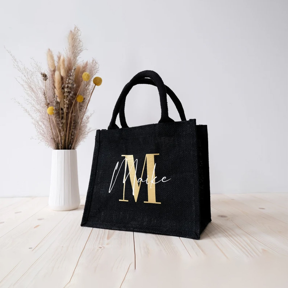 Event Party Shop - Kişiselleştirilmiş siyah ve beyaz çuval bezi