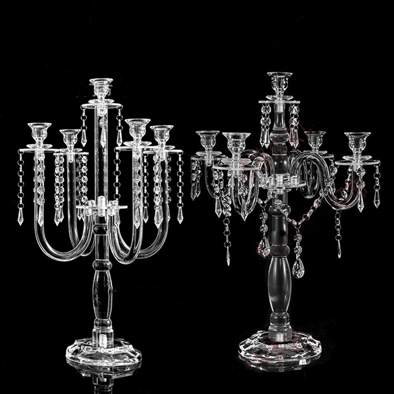 Centerpiece Stick - Temizle Mumluklar 5 Kol Akrilik Şamdanlar