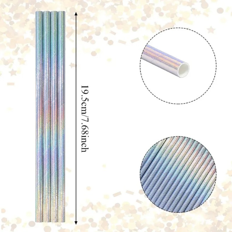 25/50/100 adet gümüş lazer kağ - Paper Straw Color incelemesi ve fiyatı