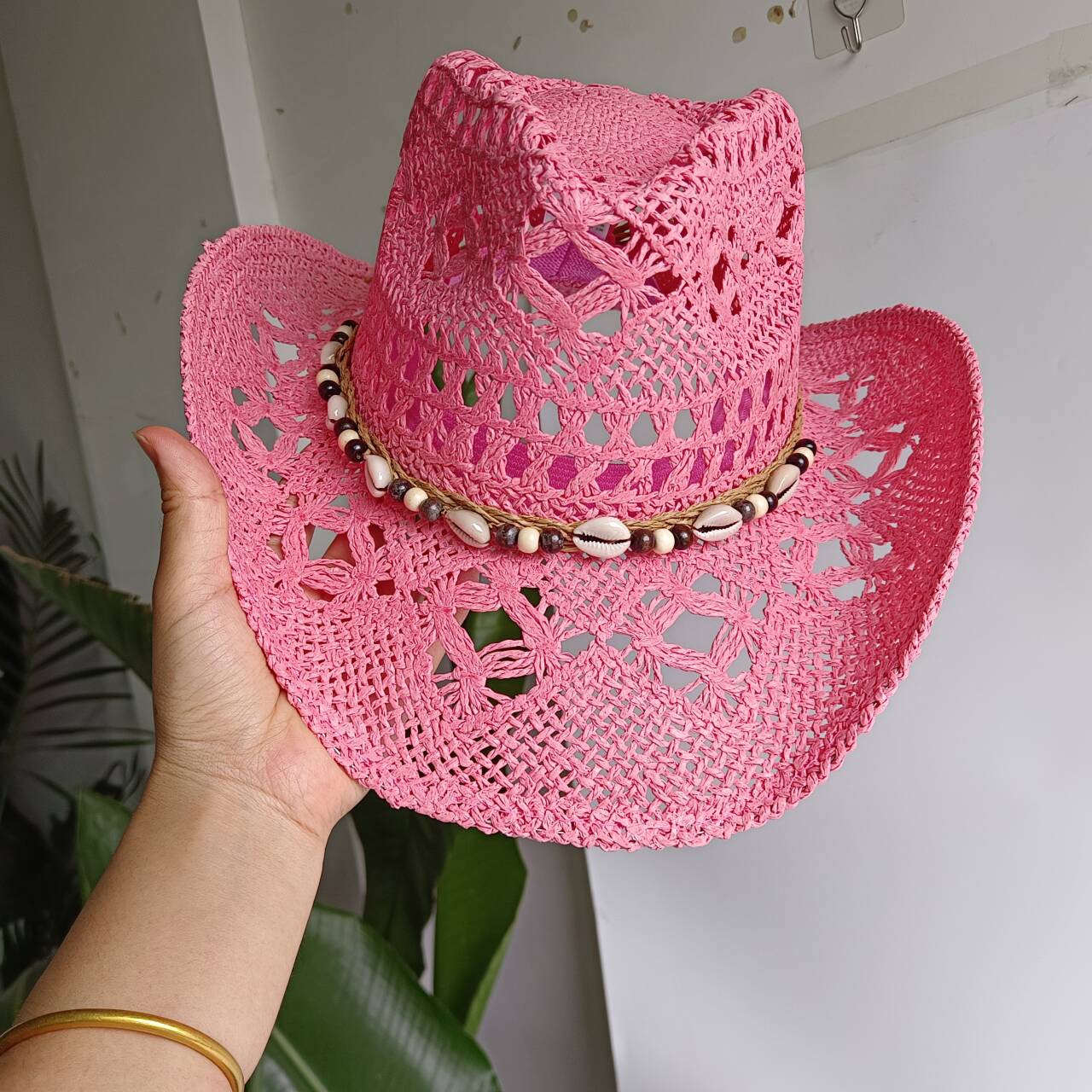 Pembe kovboy hasır şapka içi b - Paper Straw Color incelemesi ve fiyatı